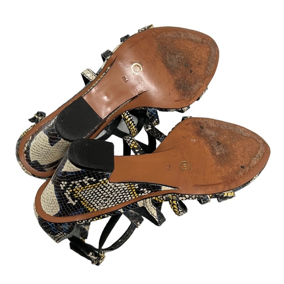 Derek Lam 10 Crosby Snake Print Ankle Strap Wedge Open Toe Heeled Sandals 7 - Picture 9 of 10